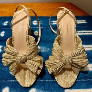 Loeffler Randall Camellia Gold Pleated Bow Heels